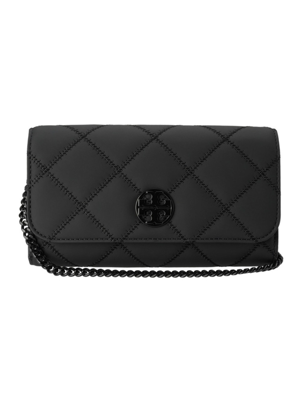 Tory Burch Willa Black Quilted Chain-Shoulder Crossbody wallet purse - Picture 10 of 12